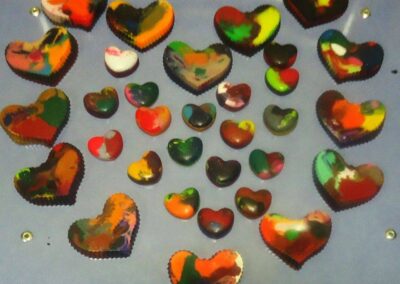 Miss Joanna's crayon heart presents to her students.