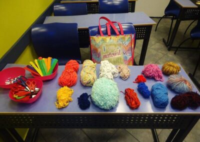 Learning how to knit.